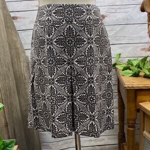 ANN TAYLOR LOFT Floral Silk Blend Skirt 8 Brown Pleated Front Side Zipper